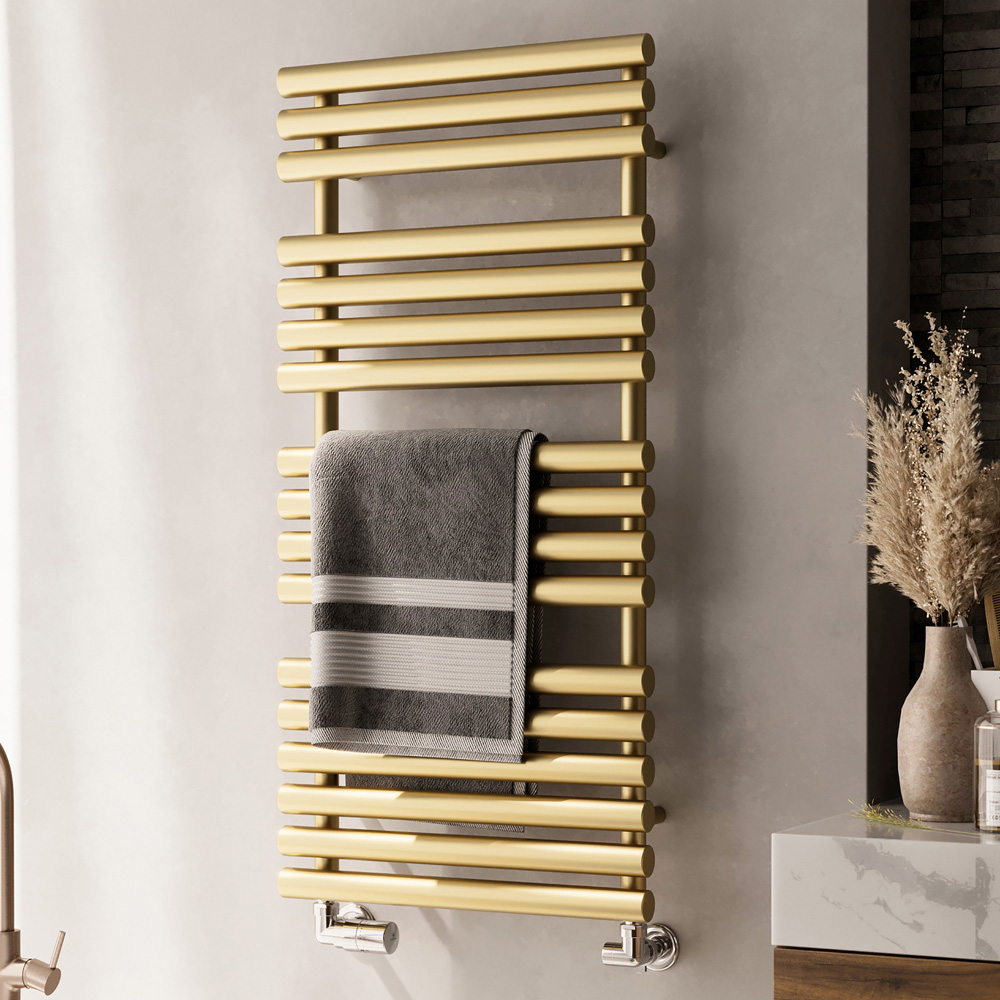 Terma Rolo Towel 2111BTU Brass Heated Towel Rail 1085 x 520mm Image 2