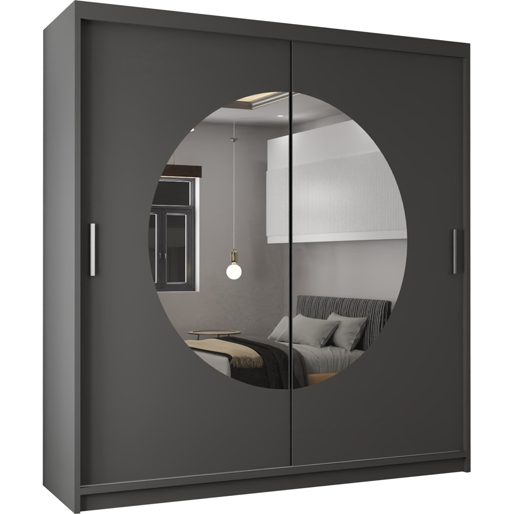 Sliding Wardrobes 4U Moon 2 Door Grey Wide Mirrored Wardrobe Image 2