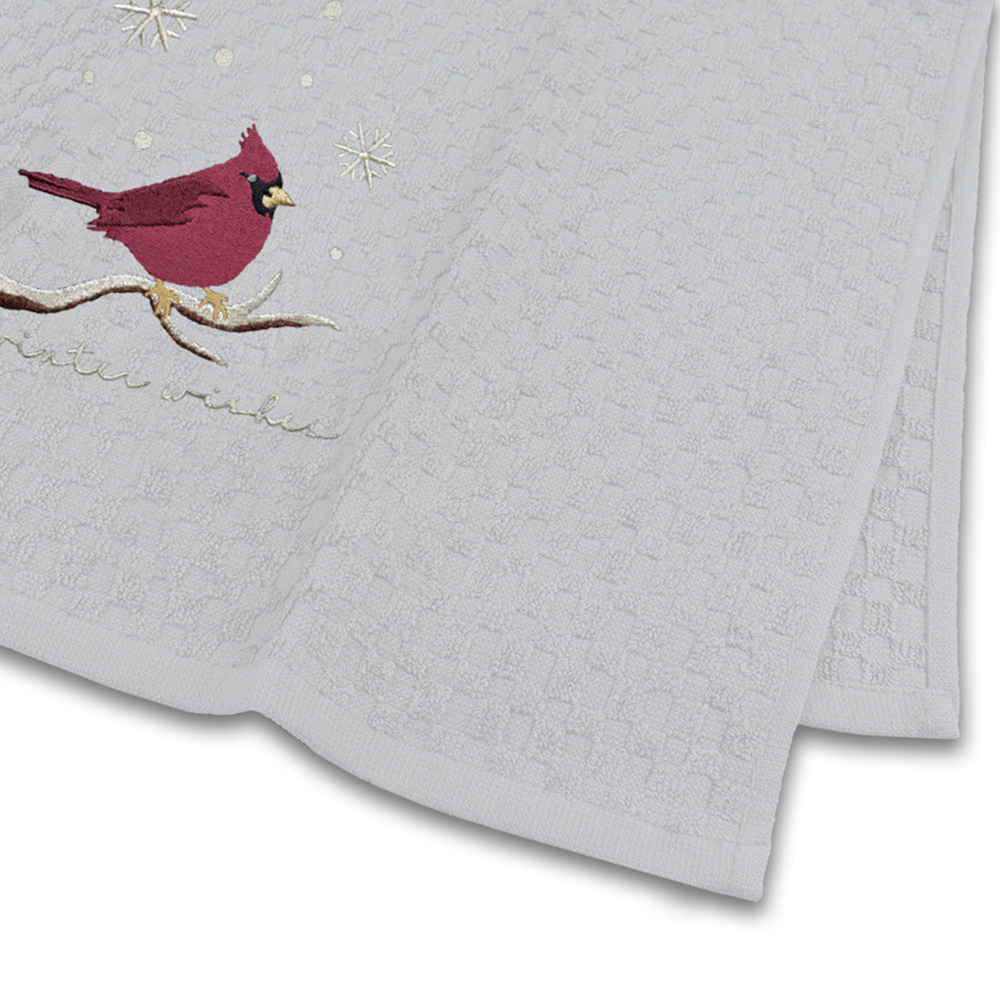 Noel Square Winter Robin White Tea Towel 3 Pack Image 5