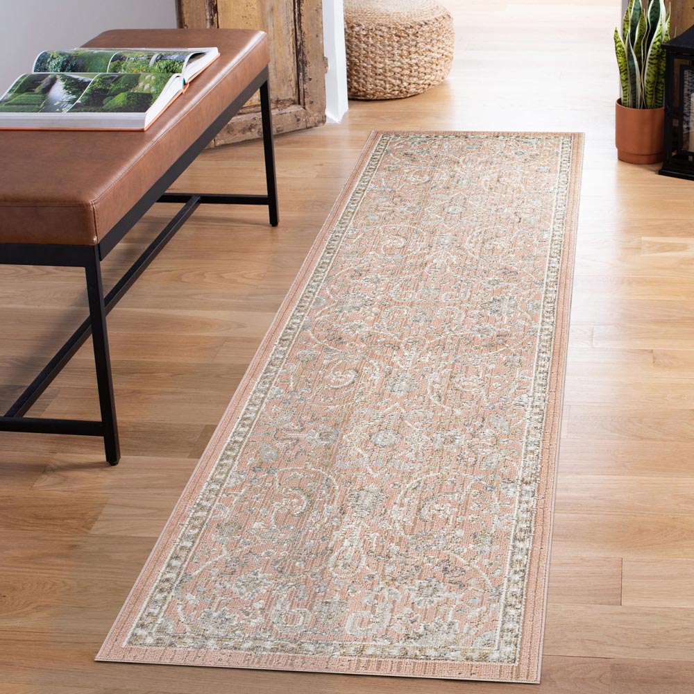 Desire Rugs Maia Coral Floral Non Slip Rug 60 x 220cm Image 2