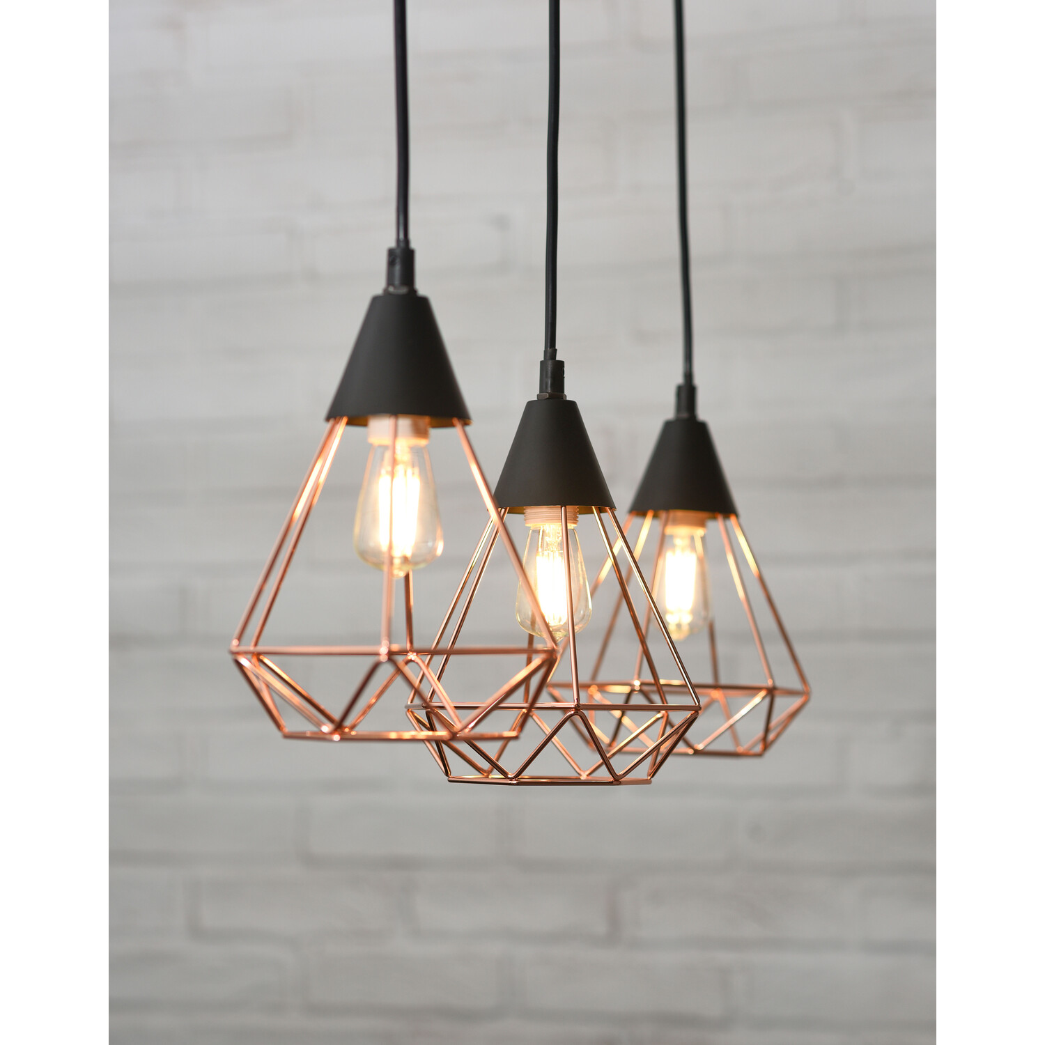 Industrial Black 3 Cage Electrical Ceiling Fitting Image 4