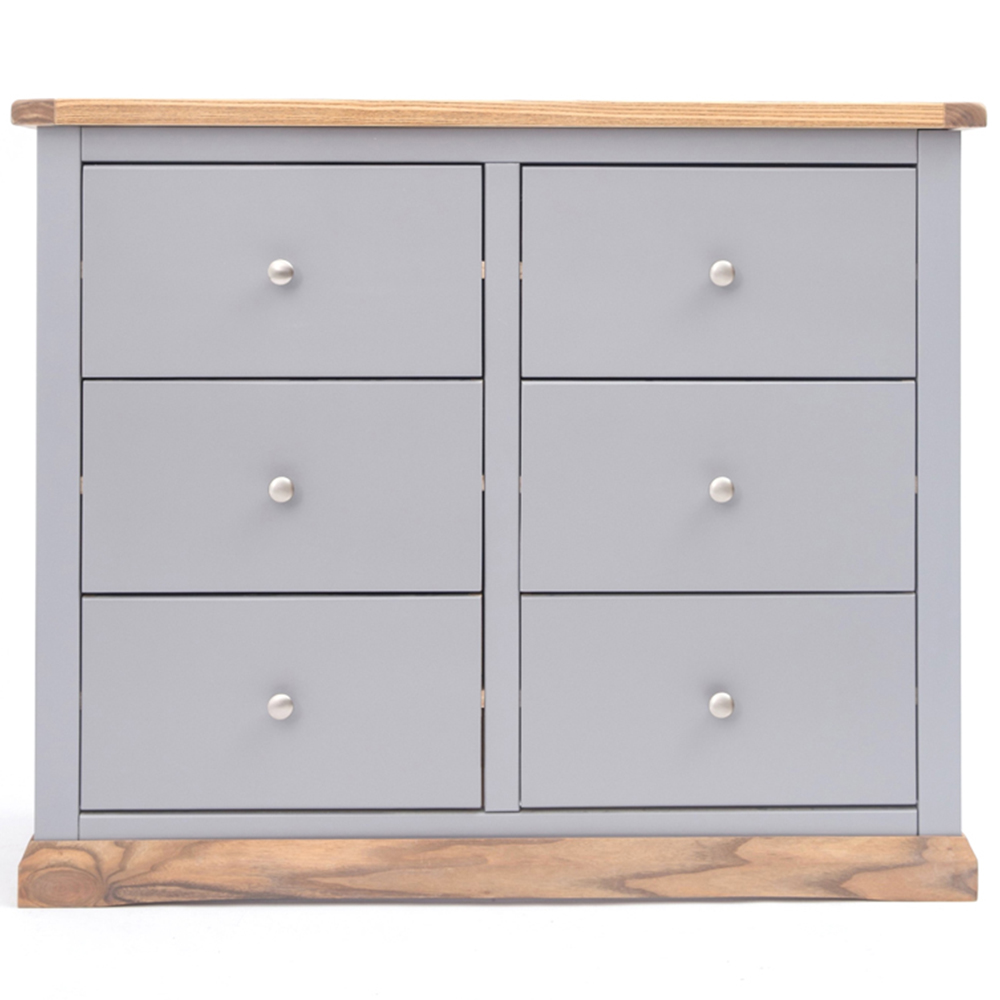 Cabinet Bits Biccari 6 Drawer Grey Chrome Knob Chest of Drawers Image 2