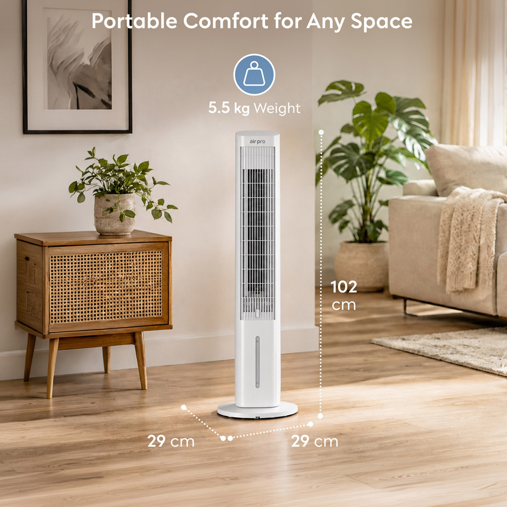Air Pro 3-in-1 White SmartVoice Evaporative Portable Air Tower Fan with Remote 40 inch Image 9