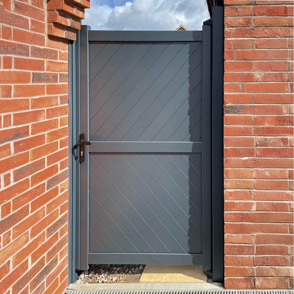 Readymade Gates Anthracite Grey Aluminium Diagonal Infill Pedestrian Gate 1600 x 1000mm Image 2