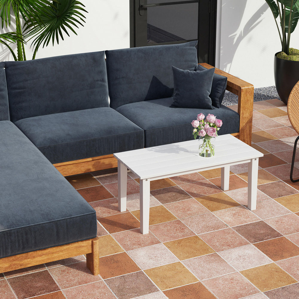 Outsunny White Rectangle Garden Coffee Table Image 3