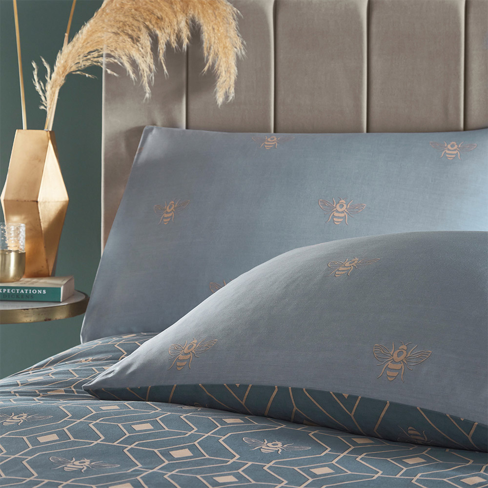 furn. Bee Deco Single French Blue Duvet Set Image 2