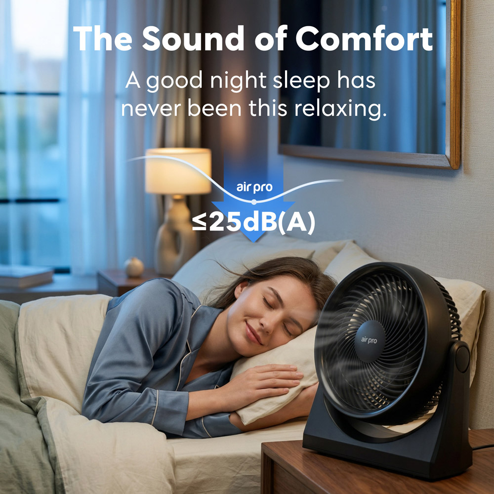 Air Pro Black Adjustable Tilt Turbo Air Circulator Quiet Desk Fan 10 inch Image 5