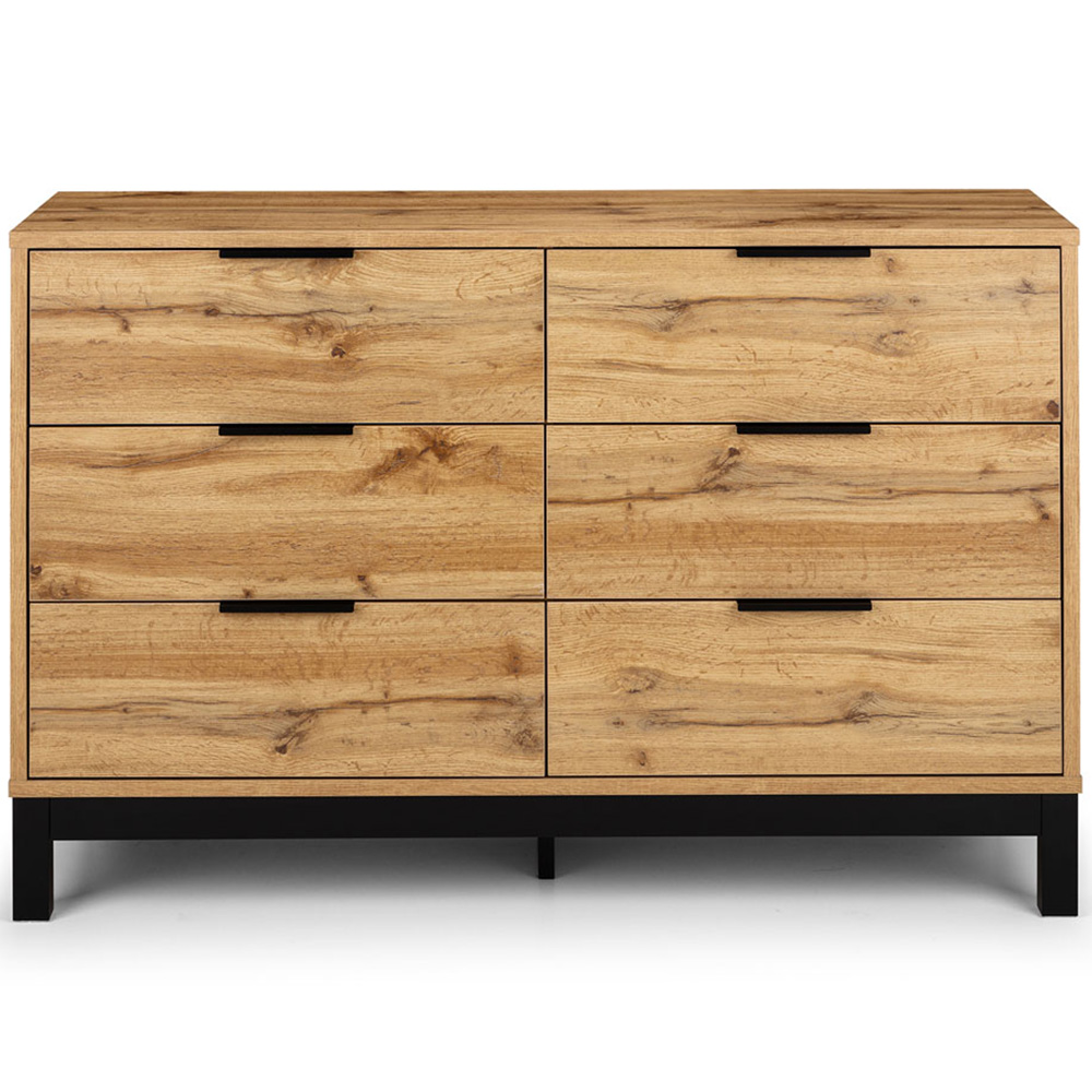Julian Bowen Bali 6 Drawer Modern Oak Effect Wide Chest of Drawers Image 3