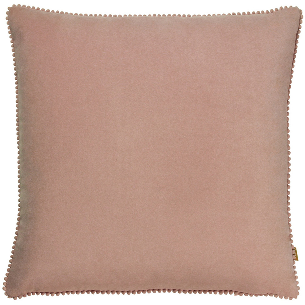 furn. Cosmo Blush Square Velvet Pom-Pom Cushion Image 1