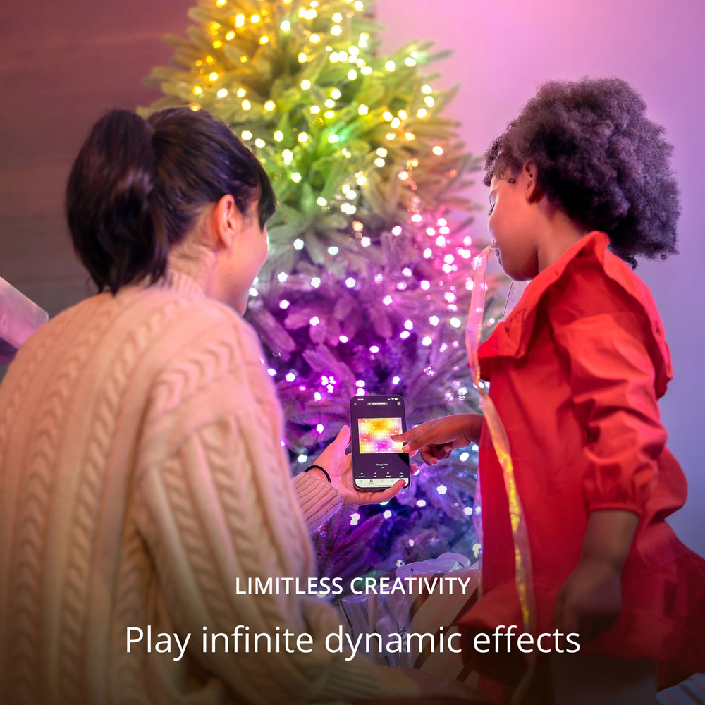 Twinkly 200 RGB Christmas Candle Shaped LED Smart Green Cable USB String Light 12m Image 6