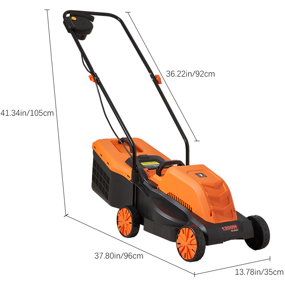 Living and Home 35cm Hand Propelled Electric Lawn Mower 1200W Image 9