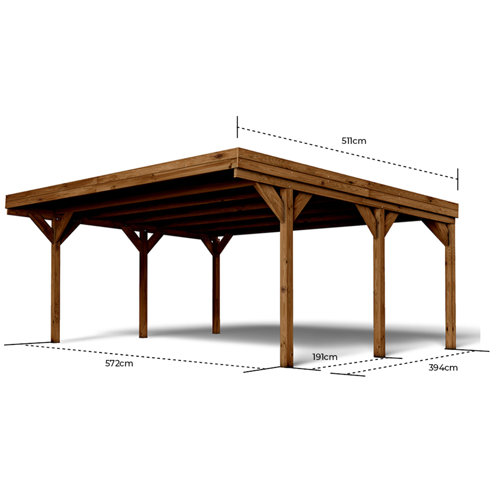 Cerland Victor Double Wooden Carport 19.6 x 16.4ft Image 3