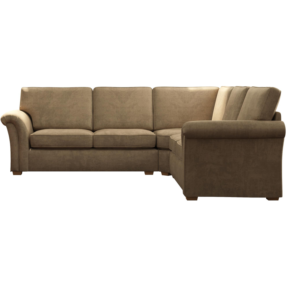 Castleacre 4 Seater Mink Plush Velvet Fixed Back Corner Sofa Image 3