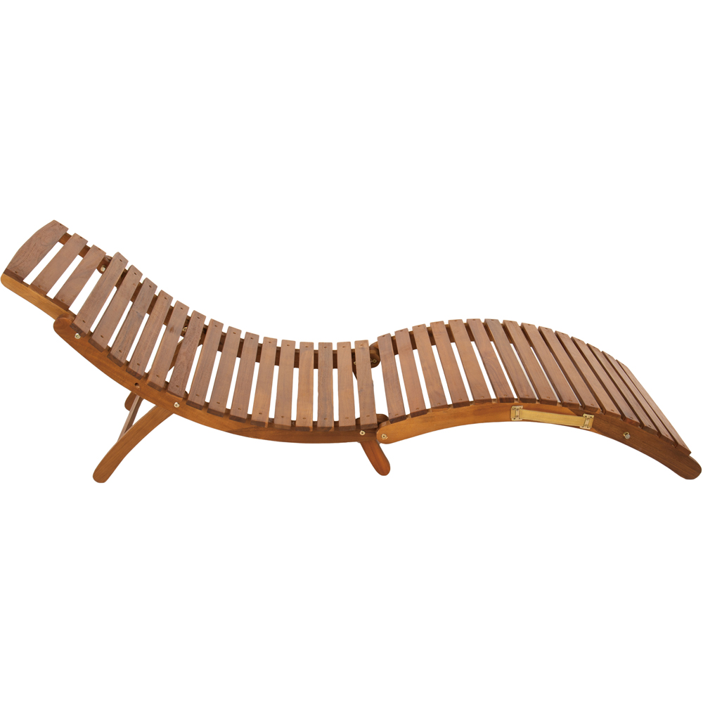 Charles Bentley Wooden Curved Foldable Sun Lounger Image 4