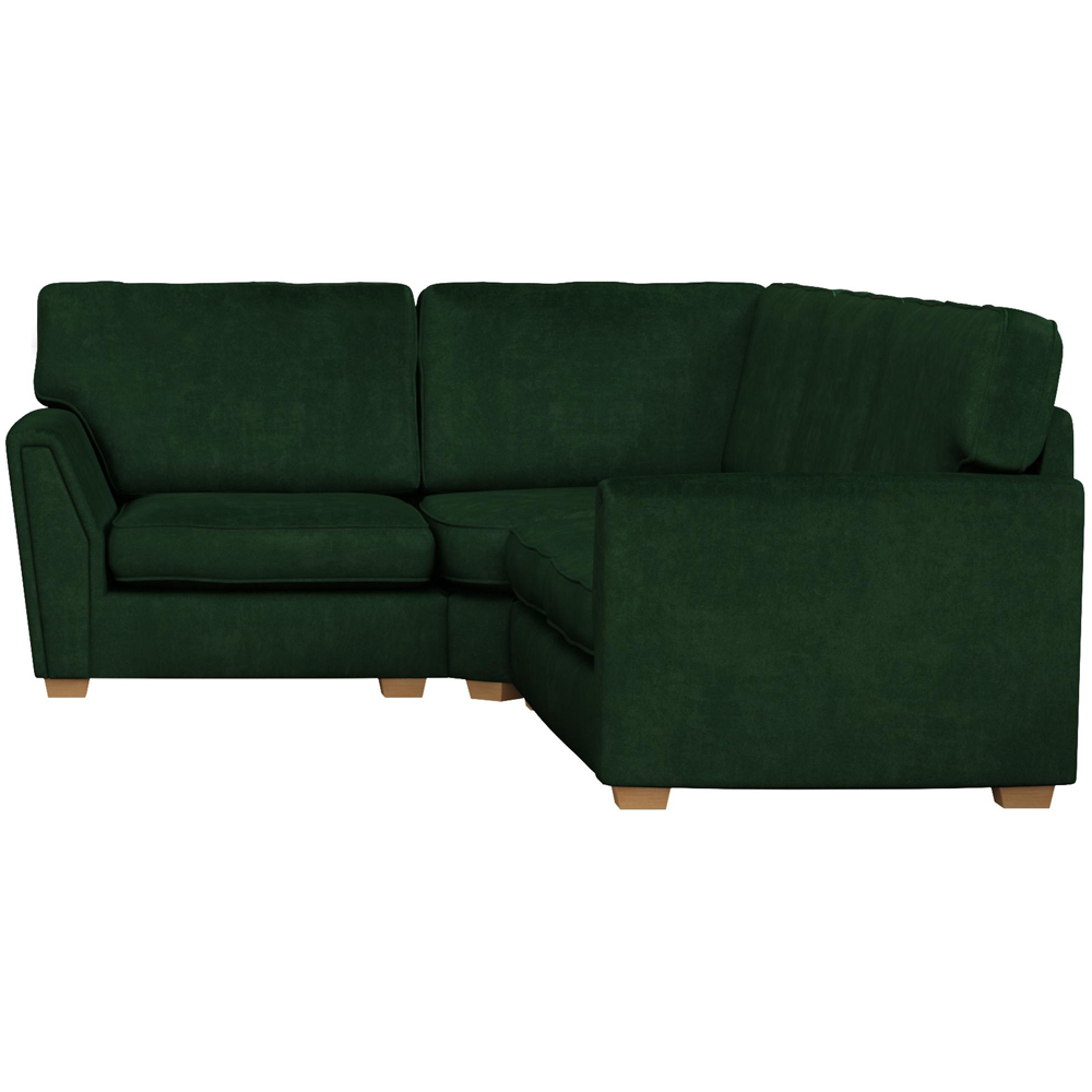 Wendleberry 3 Seater Forest Green Plush Velvet Fixed Back Left Hand Corner Sofa Image 3