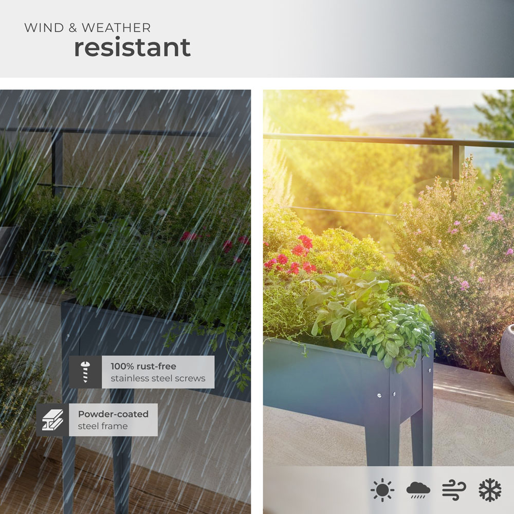 tectake Calendula Anthracite Raised Bed with Drainage Hole 42L Image 7