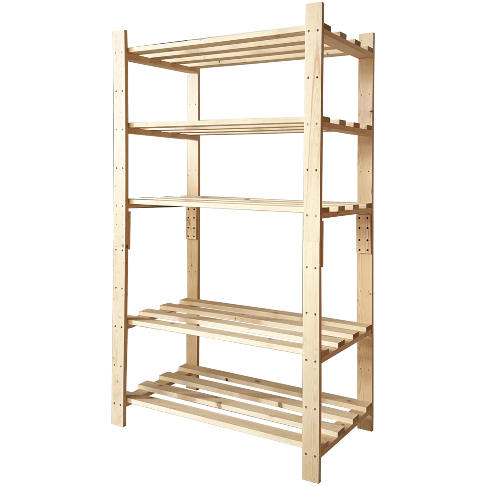 Core Products 5 Shelf Pre-Sanded Finish Pine Slatted Heavy Duty Freestanding Storage Unit Image 2