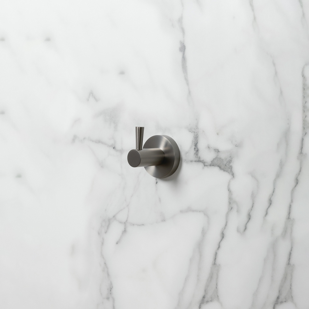 Bristan Solid Brass Gun Metal Grey Wall Mounted Round Robe Hook Image 2