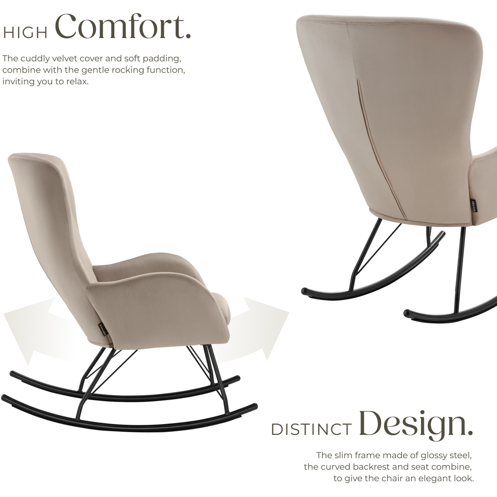 tectake Beige and Black Swing Rocking Chair Image 3