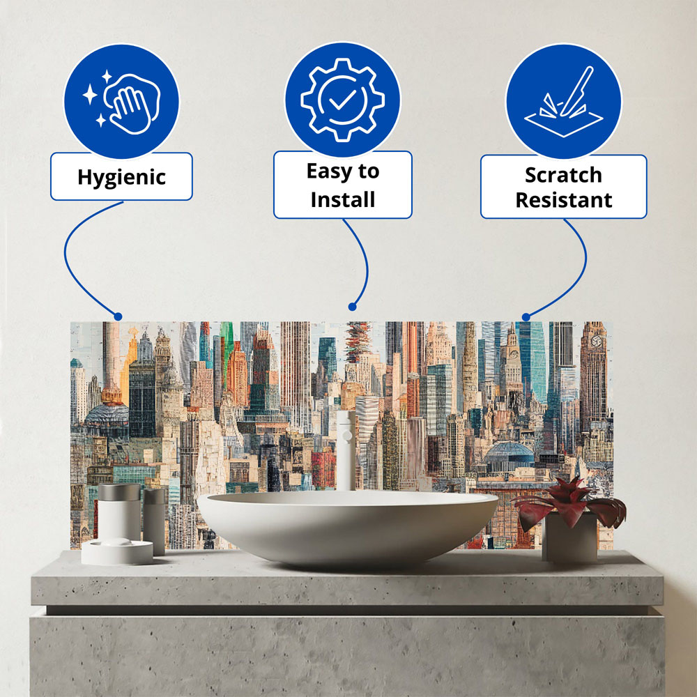 Warren Reed Designer Abstract Icons Glass Bathroom Splashback 25 x 60cm Image 3