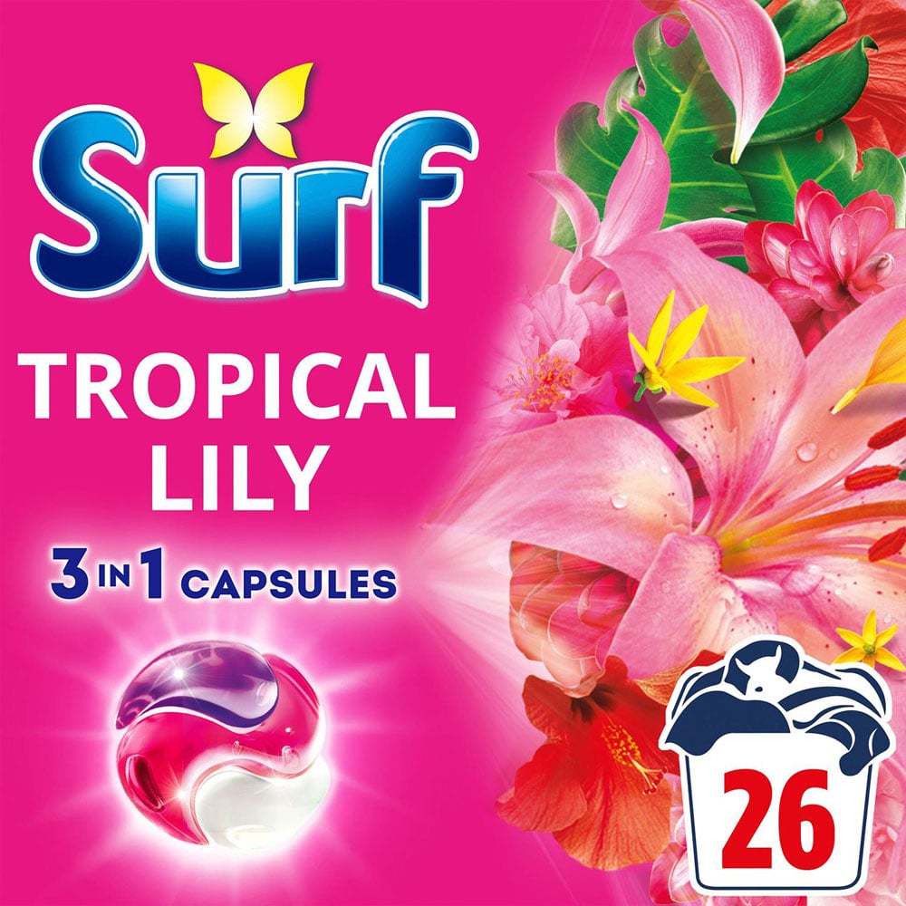 Surf 3 in 1 Tropical Lily Washing Capsules 26 Washes 2 Pack Image 4