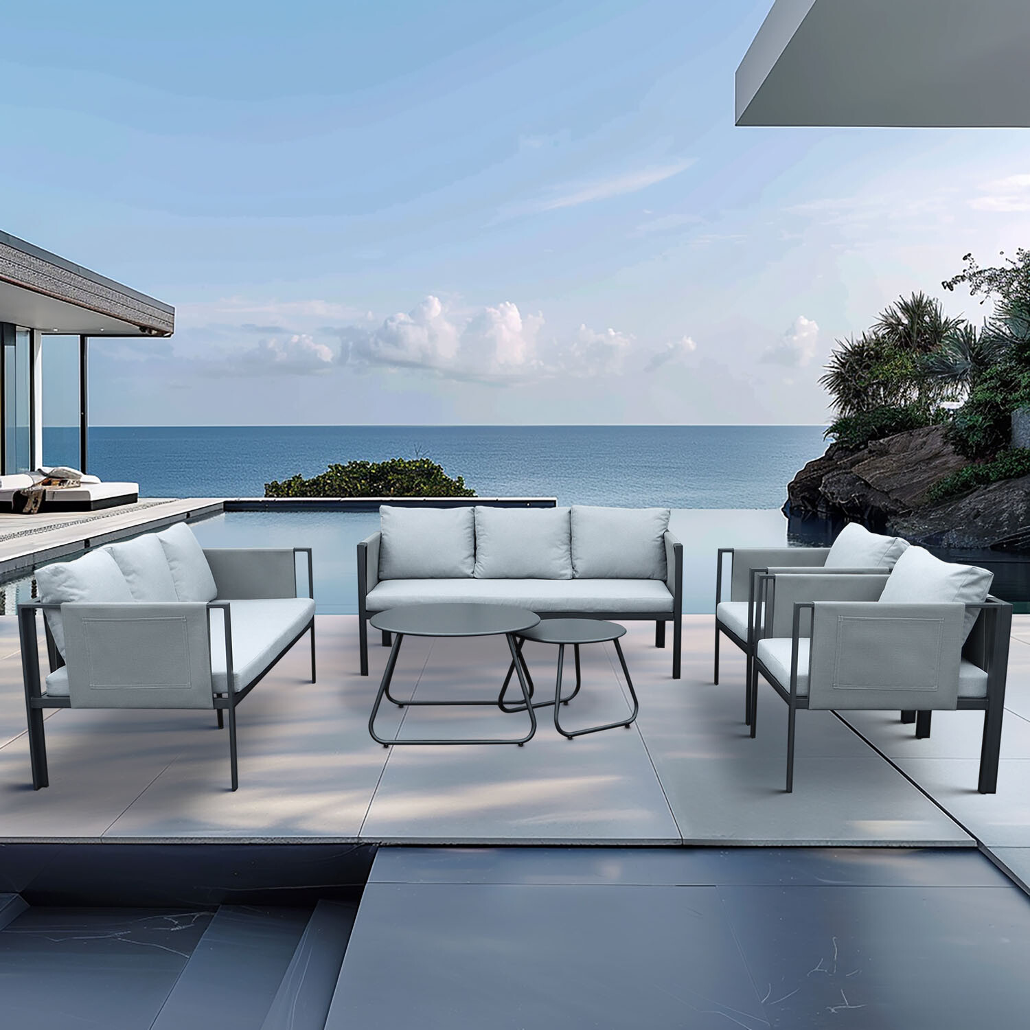 6 Piece Sicily Sofa Set - Grey Image 2