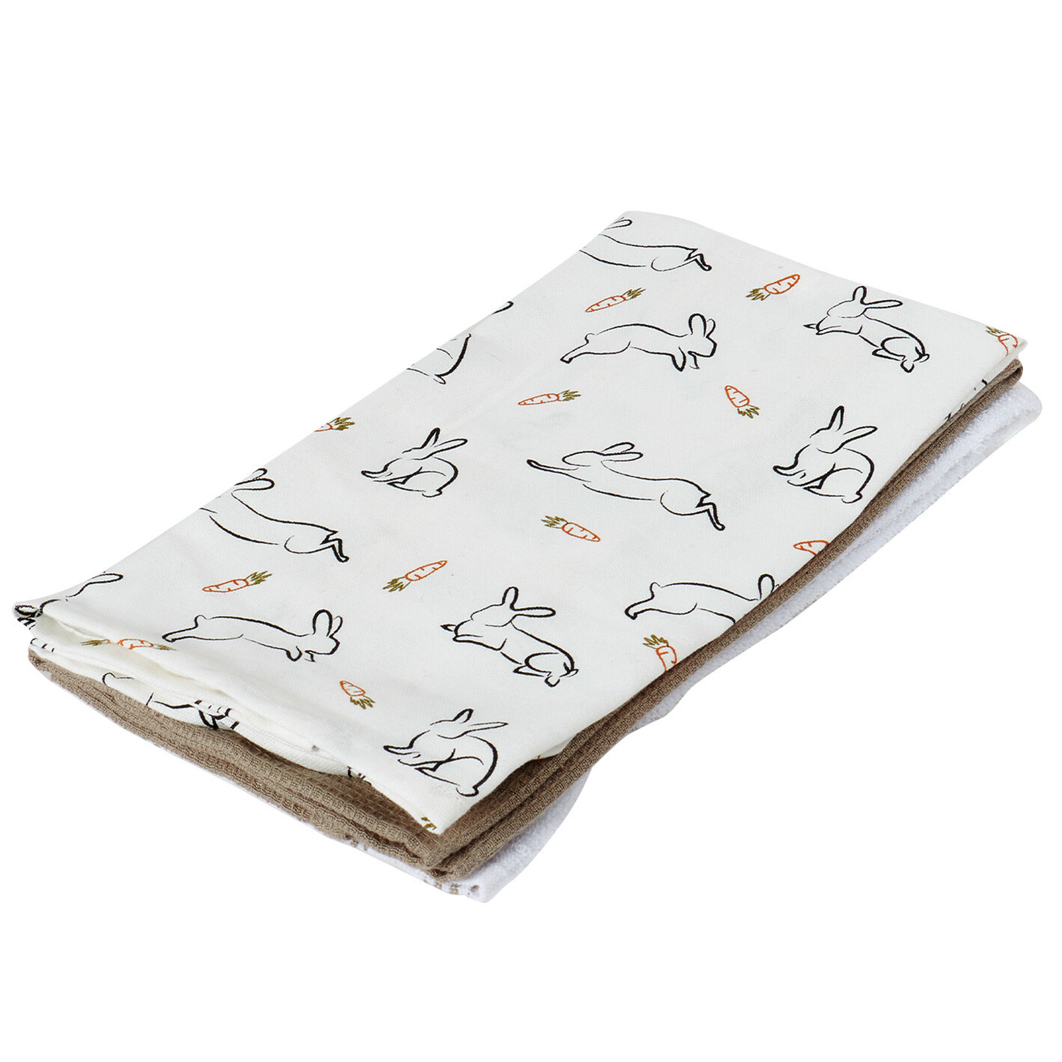 Pack of 3 Bunny Tea Towels - White Image 3