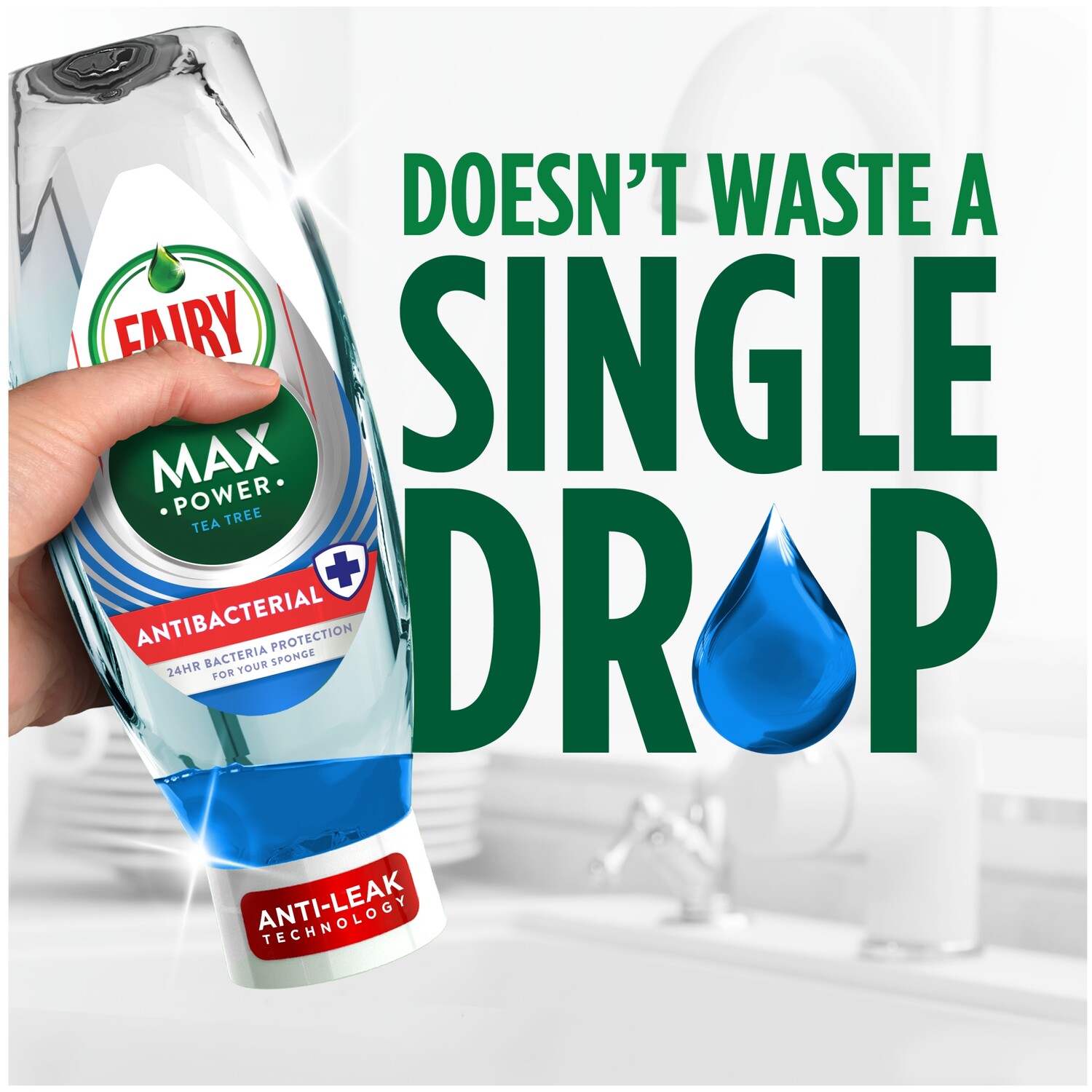 Fairy Max Power Washing Up Liquid  - 730ml / Antibacterial Image 3