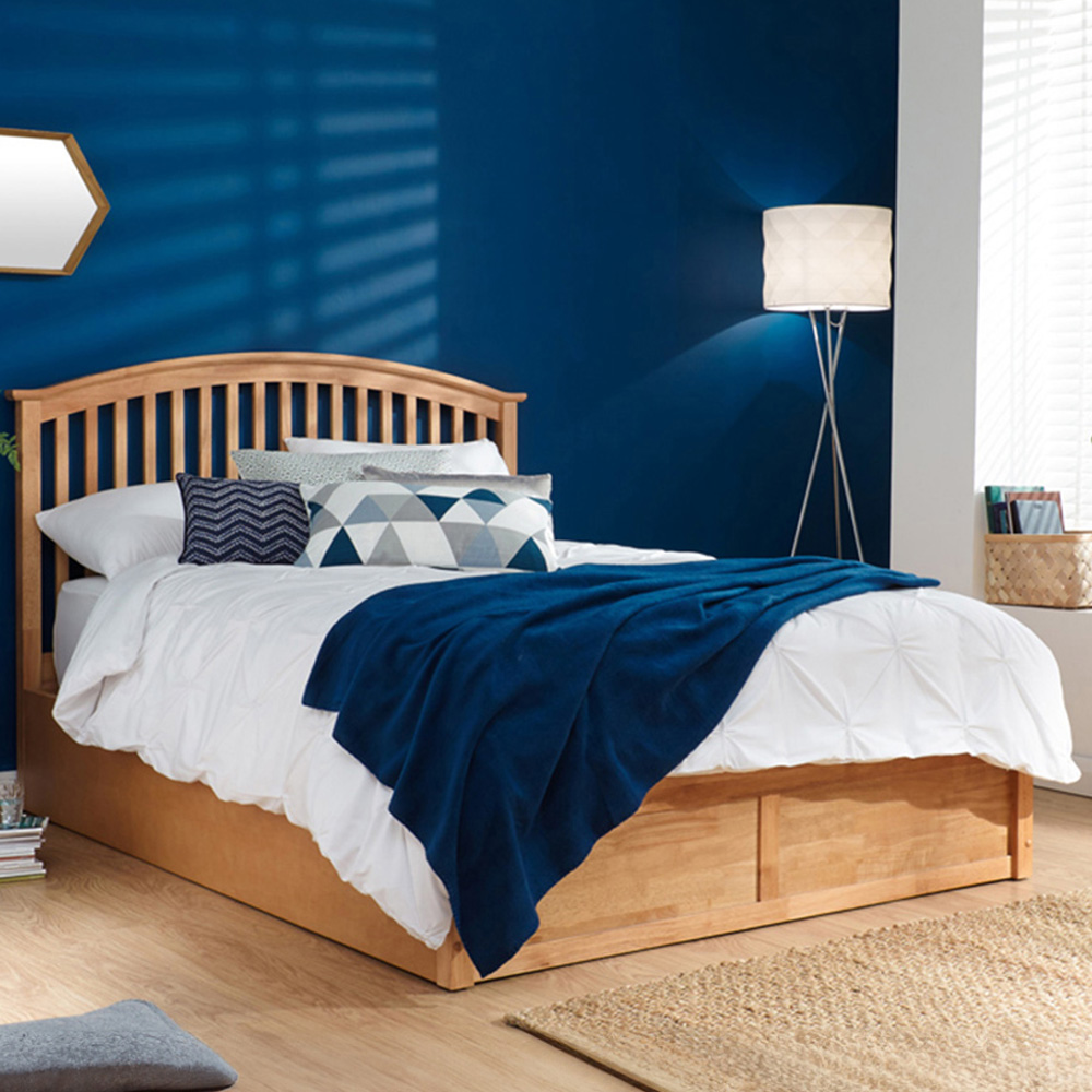 GFW Madrid Double Oak Wood Ottoman Bed Image 1