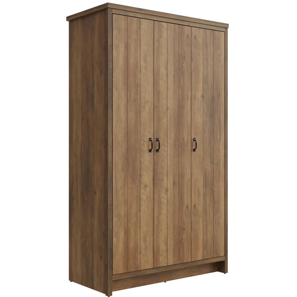 GFW Boston 3 Door Knotty Oak Wood Wardrobe Image 4