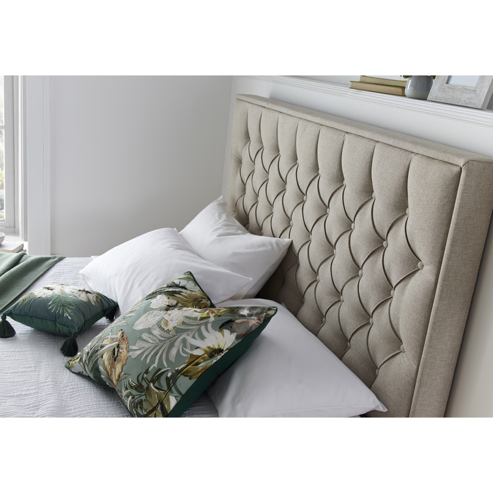 Wilson Double Oatmeal Fabric Ottoman Bed Image 3