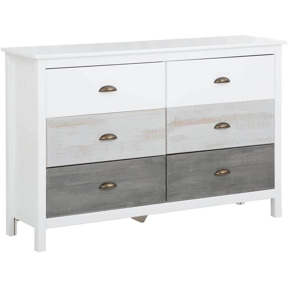 Loft24 Salva 6 Drawer White Gloss and Grey Brushed Pine Chest of Drawers Image 2