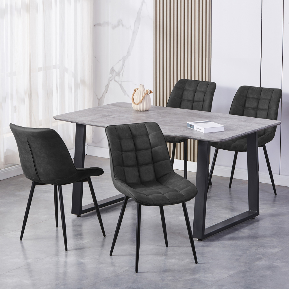 Alba Set of 2 Slate Grey Suede Effect Plush Padded Dining Chairs Image 6