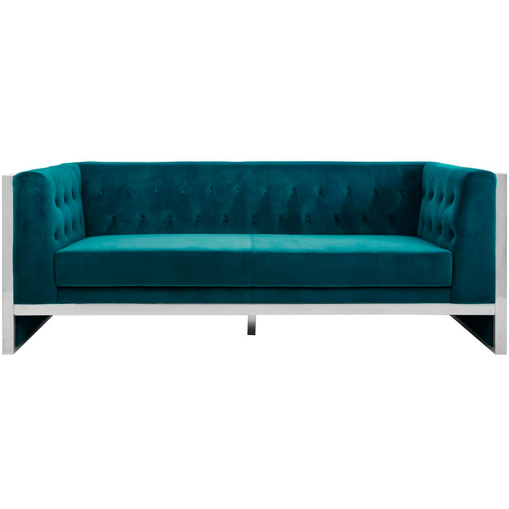 Premier Housewares Vogue Teal Velvet 3 Seater Sofa Image 2