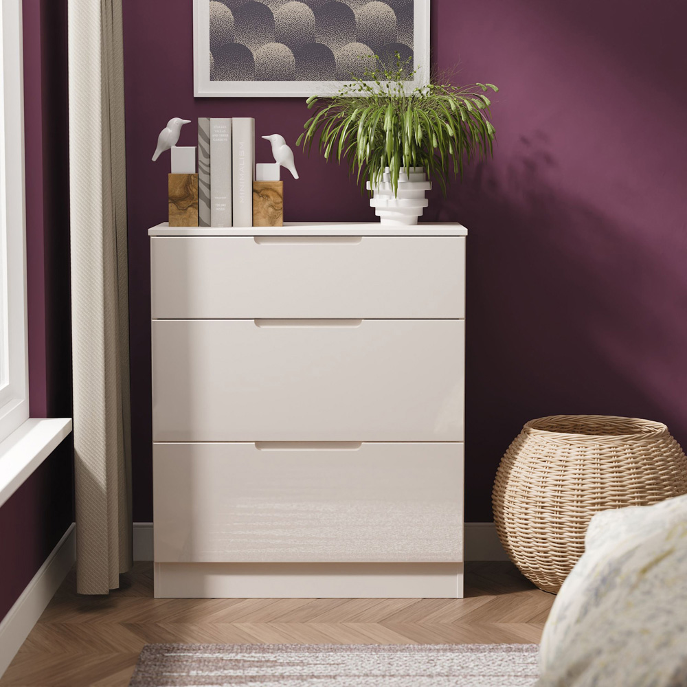 Crowndale Milan 3 Drawer Kashmir Gloss and Kashmir Deep Chest of Drawers Ready Assembled Image 7