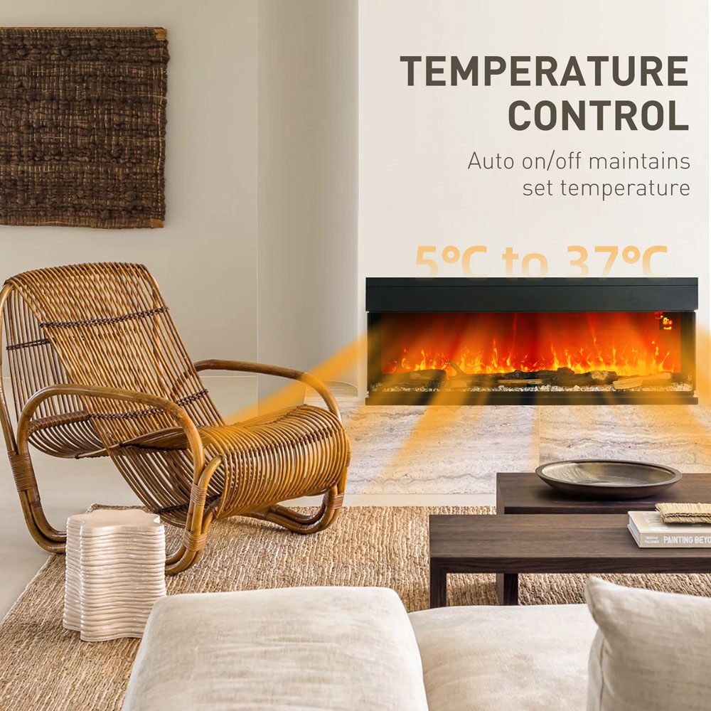HOMCOM Electric Wall Mounted Fireplace with Remote 127cm Image 6