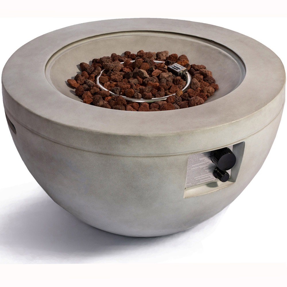 MDA Designs Tabiti Light Stone Propane Outdoor Firepit Image 4