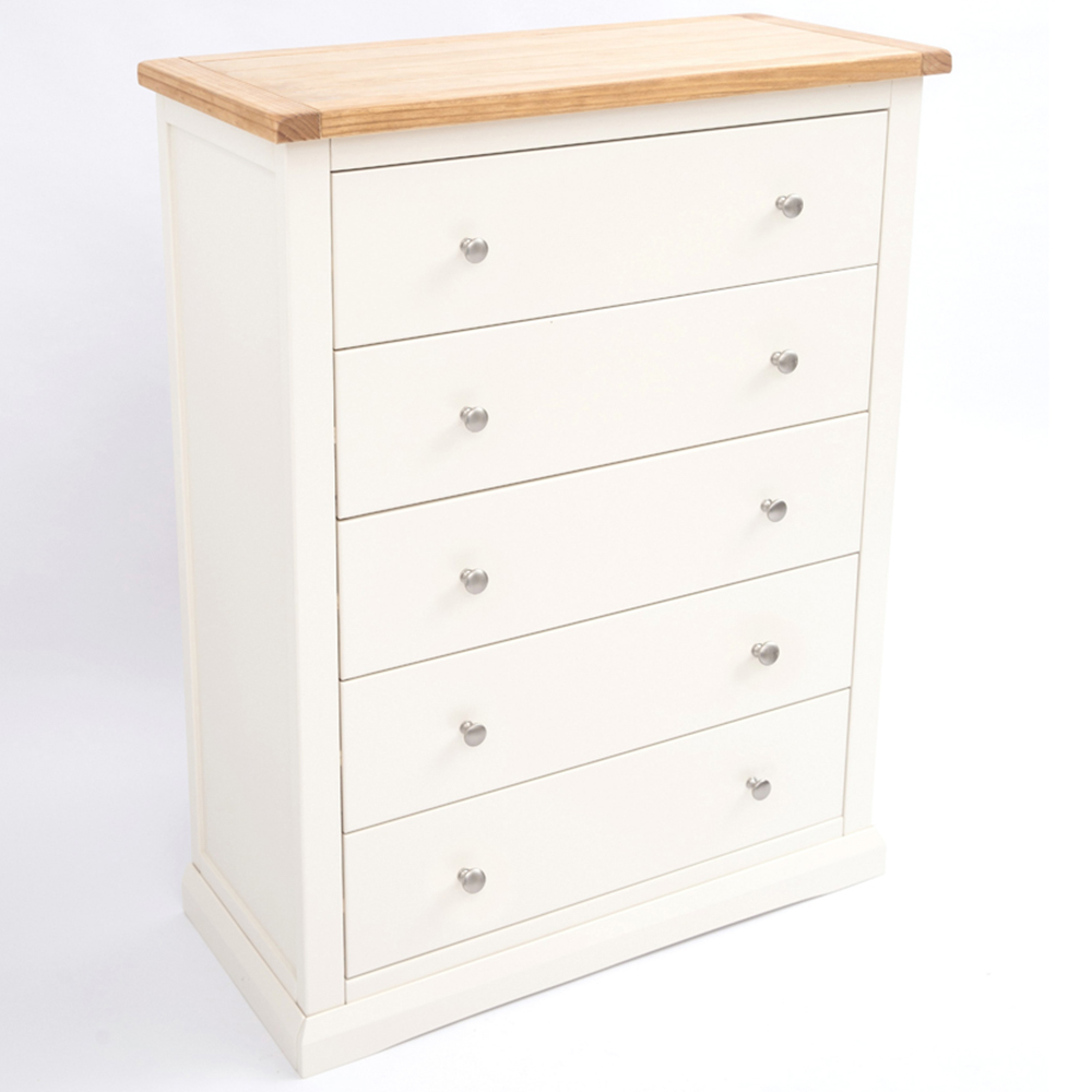 Cabinet Bits Castelli 5 Drawer White Chrome Knob Chest of Drawers Image 4