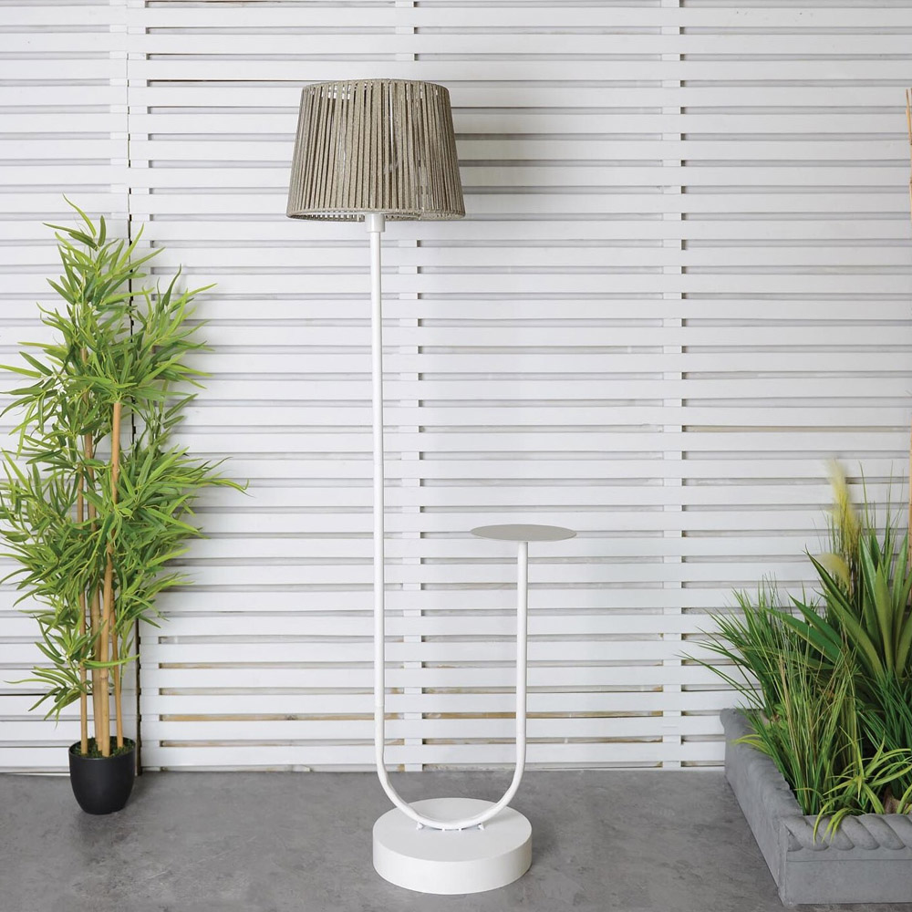 Ada Solar Floor Lamp with Table - White Image 2