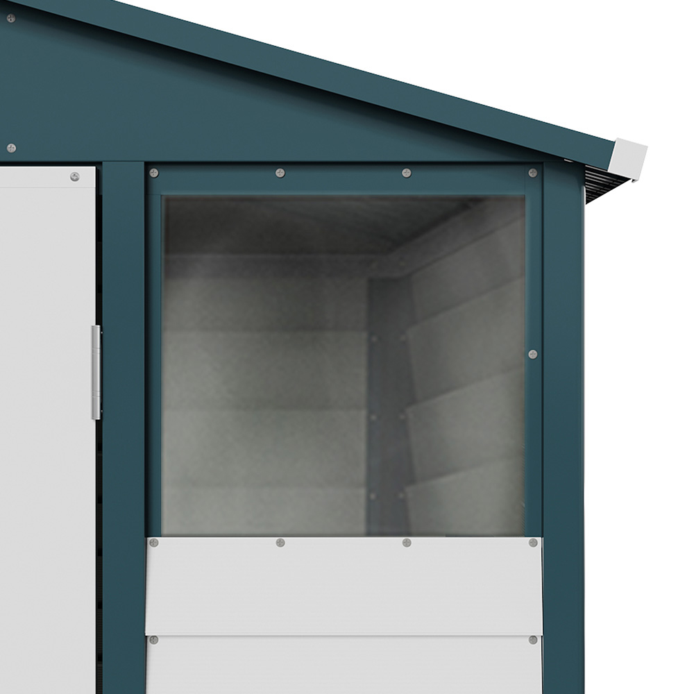 Living and Home 8 x 5.7ft White Metal Apex Roof Garden Storage Shed Image 4
