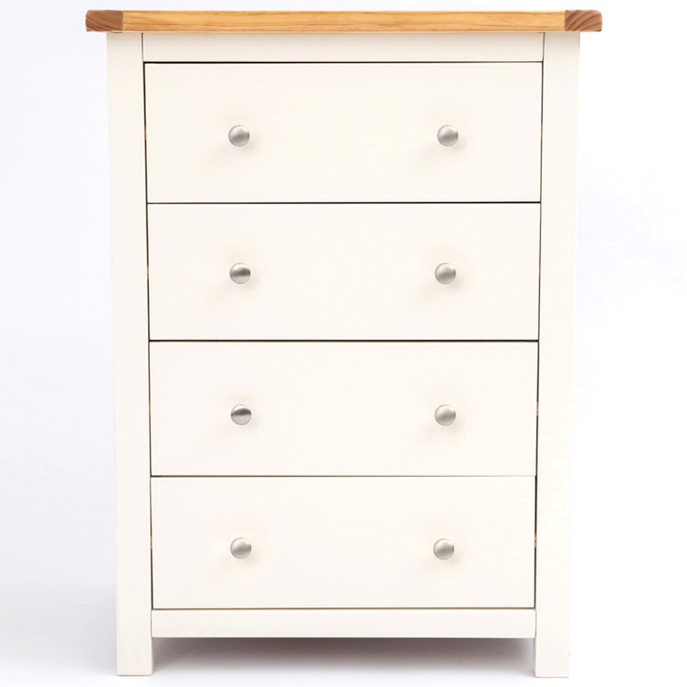 Cabinet Bits Maggiori 4 Drawer Off White Chrome Knob Chest of Drawers Image 2