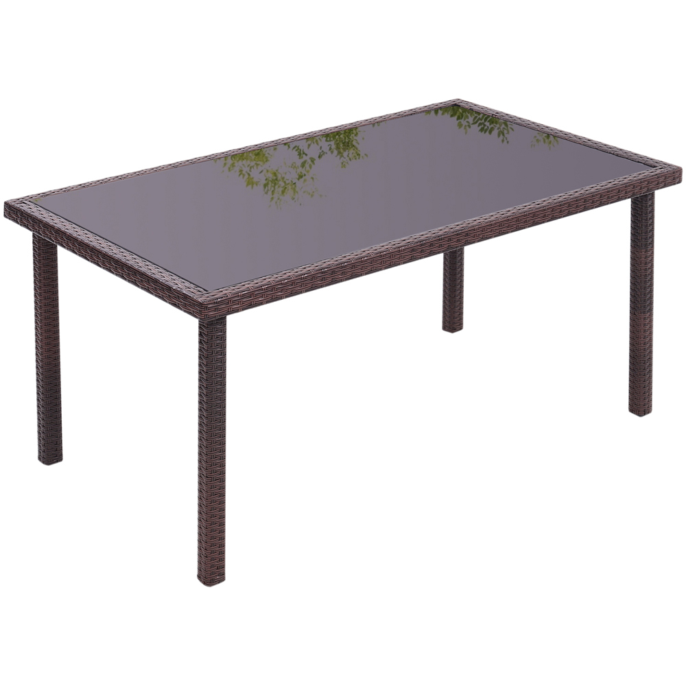Living and Home 6 Seater Rectangle Rattan Table Brown Image 2