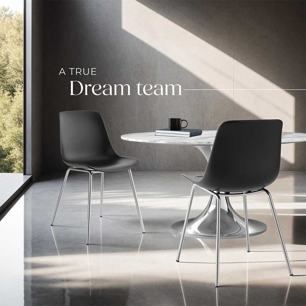 tectake Mave Set of 2 Black and Chrome Ergonomic High Backrest Dining Chair Image 4