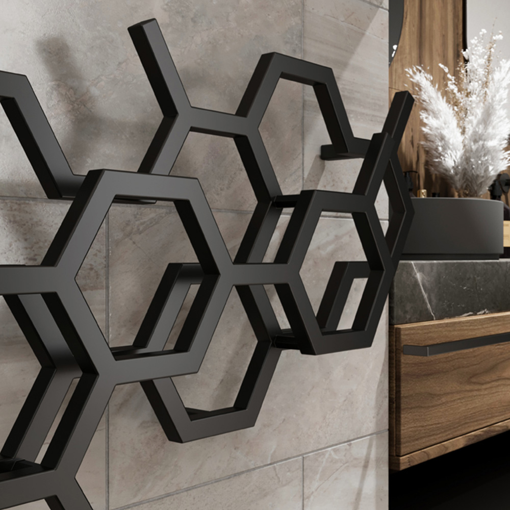 Terma Hex 1081 BTU Matt Black Radiator 502 x 1126mm Image 6