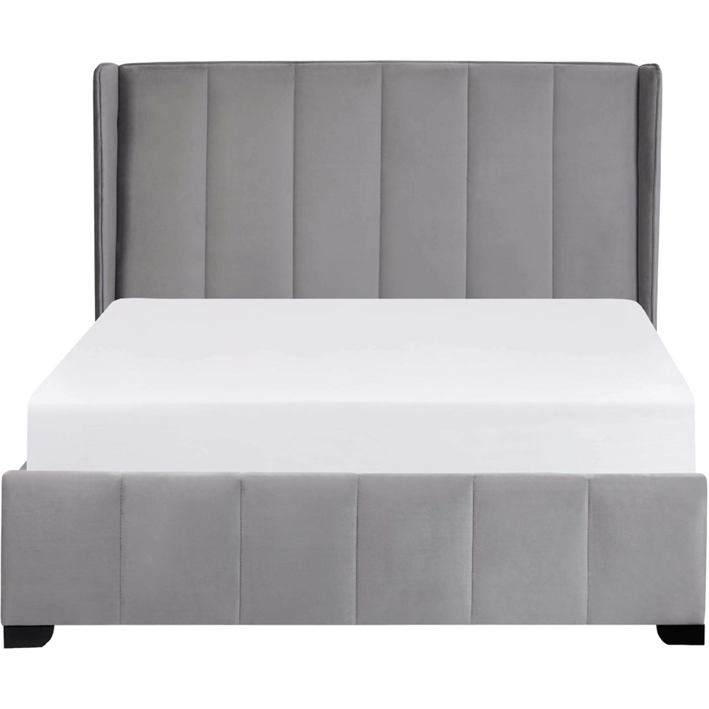 Julian Bowen Katie Double Grey Velvet Bed Frame with Winged Headboard Image 4