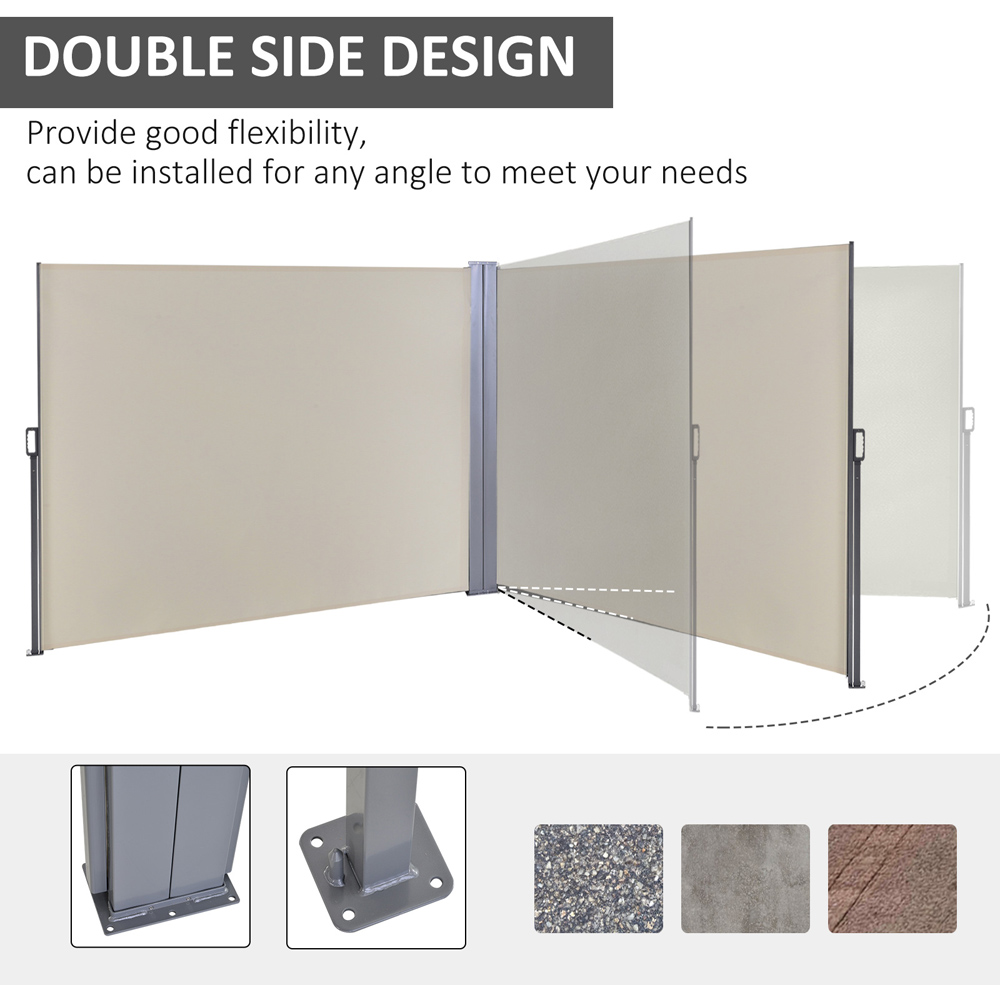 Outsunny 6 x 1.6m Beight Pull-Out Side Awning Double Canopy Image 5