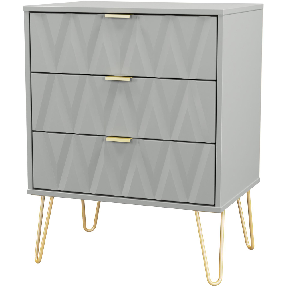 Crowndale Diamond 3 Drawer Dusk Grey Midi Chest of Drawers Ready Assembled Image 4