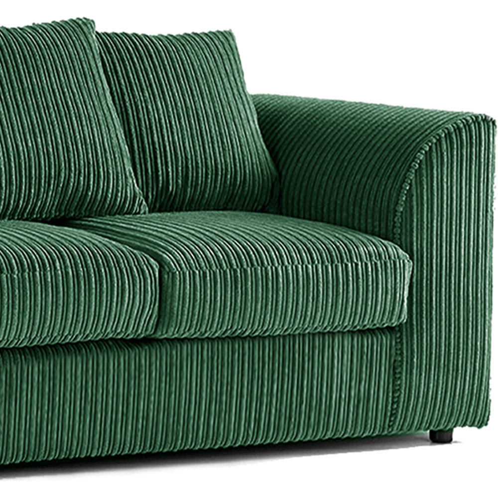 Luxor 4 Seater Green Jumbo Cord Scatter Back Sofa Suite Image 4