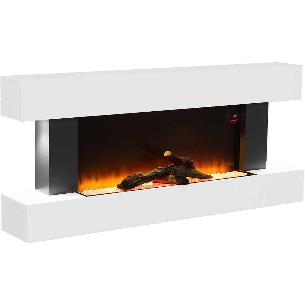 Living and Home 52 Inch Electric Fireplace White LED Surround Set with Remote Control Both Side Nightlight Image 3