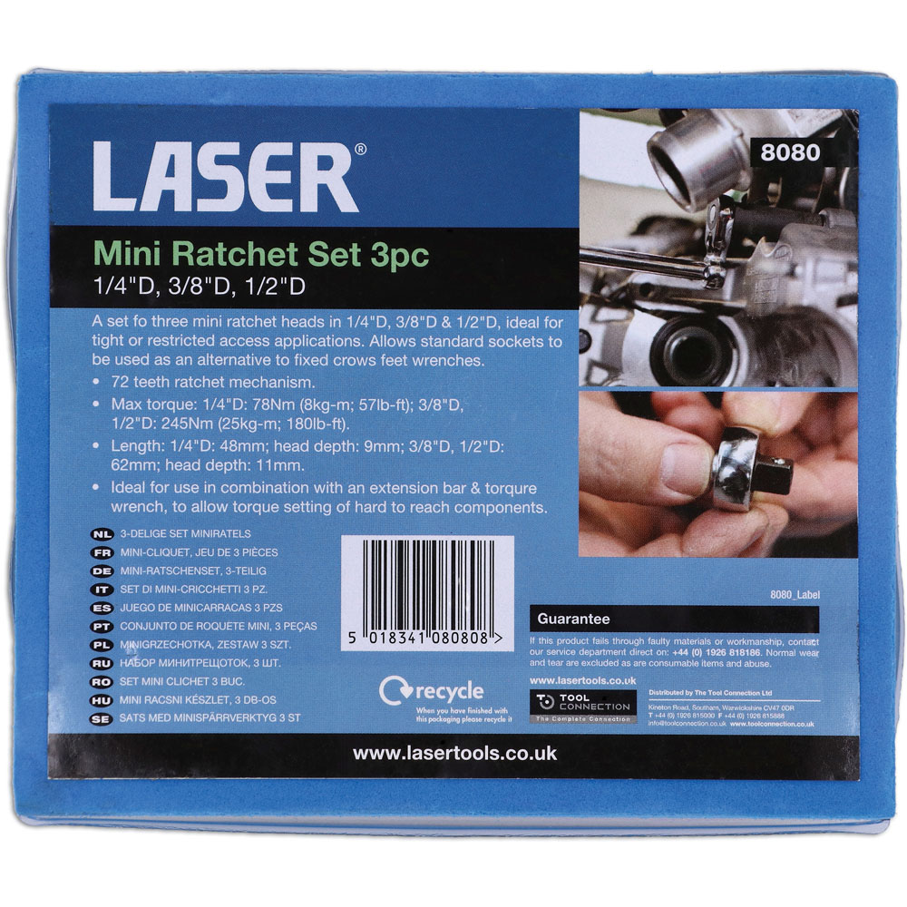 Laser Mini Ratchet Head 3 Pack Image 8